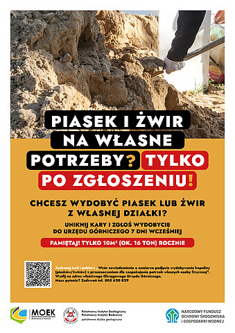 plakat informacyjny dotyczący wydobywania kopalin